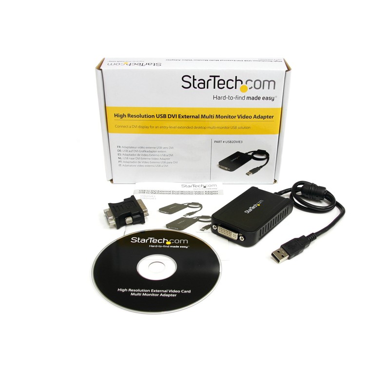 StarTech USB2DVIE3 Adaptador de Vídeo Externo, USB a DVI, Incluye