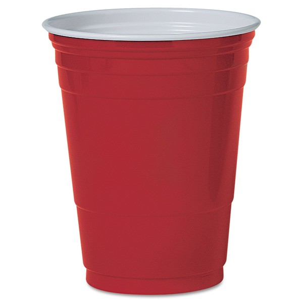 Party Cup, Plastic Construction, For Cold Drinks, 16 Oz Capacity, Red, 50/Bag SLOPS16R