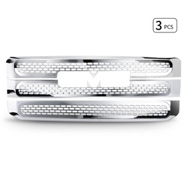 Grille Overlay Compatible With 2013-2016 GMC Acadia, Denali Style Chrome ABS Front Bumper Grille Cover Hood Mesh Guard Tape On by IKON MOTORSPORTS, 2014 2015