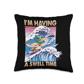 I'm Having A Swell Time - Surfing - Duck - Surf Throw Pillow