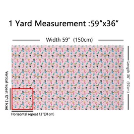 Homemissing Pink 3D Print Cartoon Polyester Fabric by The Yard 1 Yard (L92*W150cm) Waterproof Outdoor Fabric
