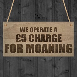 RED OCEAN We Operate A Charge For Moaning Funny Man Cave Home Bar Hanging Plaque Novelty Pub Gift Sign