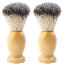 Shaving Brush, 2 Pack Wooden Handle Shaving Brushes for Men, Barber Brush for Wet Shaving with Cream and Soap, Shave Brush for Daily Grooming and Professional Use, 10.5x3.4 Cm