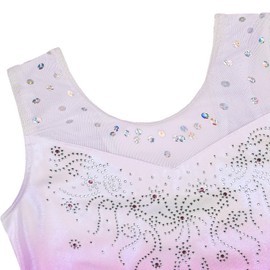 TFJH E Leotard for Girls Gymnastic Outfits Mesh Sequin Ballet Bodysuits Tank Activewear Gradient Purple 6A