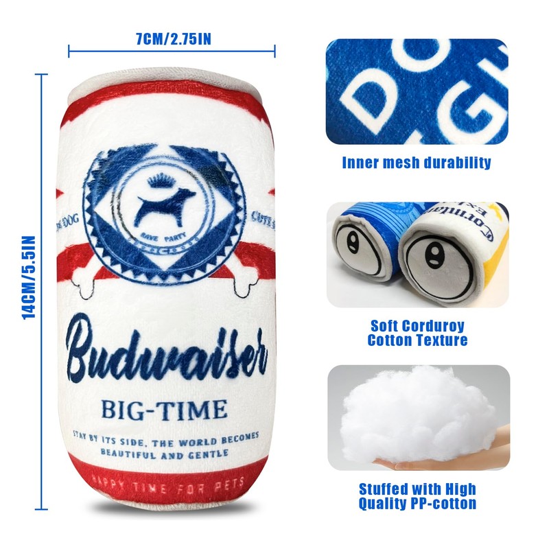 XIGGA Fun Squeaky Plush Interactive Teething Chewing Dog Toys, Canned