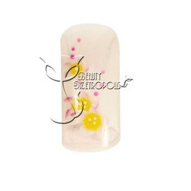 Yellow Floral Pre-designed Acrylic/UV Gel Artificial/False French Nail Tips (70 pcs.)