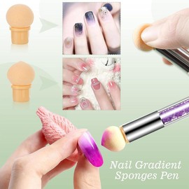 17 in 1 Nail Sponge Set with Double-Head Brush for Gel Nails, Includes 16 Replacement Heads Acrylic Manicure