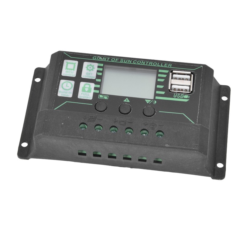 Solar Charge Discharge Controller Adjustable LCD Display PWM Dual USB