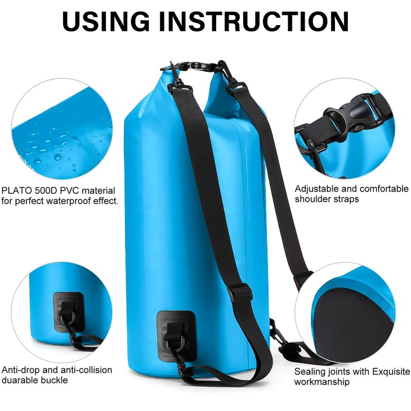Invool Dry Bag, 5L/10L/20L/30L Waterproof Dry Bag, Dry Sack with