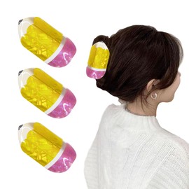 3 Pcs Teacher Claw Clips, Teacher Hair Clips, Teachers Accessories, Teachers Accessories for Women, Pencil Hair Clip,Cute Funny Yellow School Pencil Claw Clip, Back To School Presents