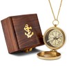 NKlaus 5 cm Compass with Chain Made of Brass Wooden