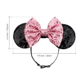 AQOKKA Mouse Ears Headbands with Bow Minnie Ears Cosplay Costume Hair Accessories for Women Girls Birthday Party Decoration