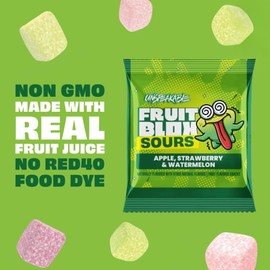 Fruit Blox Sours Blue Raspberry & Cherry Fruit Snacks, 2 Boxes of 22 Pouches, Non-GMO, Made with Real Fruit Juice (Apple, Strawberry & Watermelon)