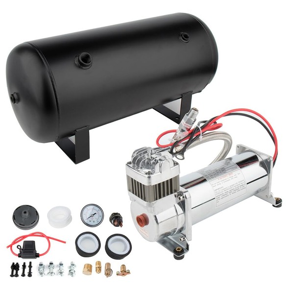 STAYTOP 5 Gallon Train Air Horn Tank with 150 PSI Air Compressor Onboard System Kit for Car Train Truck Horn