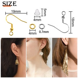TOAOB 400 Pieces Earrings Make Your Own Set with Silver Gold Ear Hooks Piece Earring Clasps and Pieces Jump Rings Jewellery Craft Accessories for DIY Earrings Jewellery Making