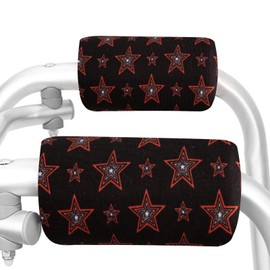 Walker Handle Grip Covers, Padded Non-Slip Foam Cushions for Wheelchairs and Rollators, 2-Pack (Black Star)