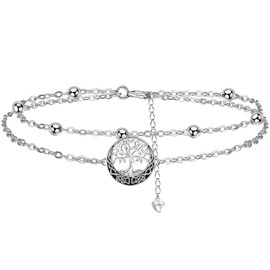 Arrebol Bracelet 925 Sterling Silver Women's Double Chain Bracelets Original Jewellery for Sister Girlfriend Daughter Adjustable [16 + 4 cm], Sterling Silver, Cubic Zirconia