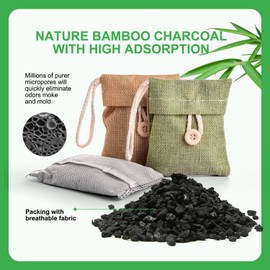 10 Pack Bamboo Charcoal Air Purifying Bag with button Natural Car Air Freshener,Shoe Deodorizer,Odor Eliminators For Home,Pet,Closet
