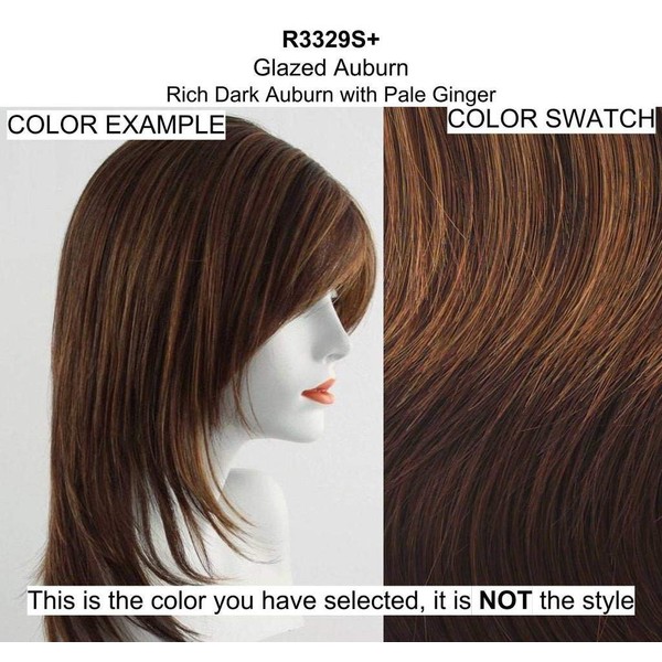 Tress Mid Length Shag Color R3329S+ GLAZED AUBURN - Raquel Welch Wigs Capless Wavy Layers Synthetic Women's Memory Cap Base Bundle with Wig Comb, MaxWigs Hairloss Booklet