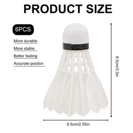 Badminton Shuttlecocks, 6 PCS Badminton Birdie, Professional Duck Feather, White Fast Feather Shuttlecocks Balls for Professional Training Or Family Outdoor Sports