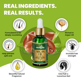 Herbishh Argan Oil for Hair – Deep Condition Hair Treatment Argan Oil – Ingredients Sourced from Morocco –Argan oil for Hair Frizz Control & Damage Repair –Nourishing Argan Oil Hair Serum 30ml