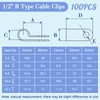 Pack of 100 R Type Cable Clips, 1/2 Inch Nylon