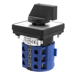 WITTKOWARE Cam Switch with Aluminium Front Plate (48 x 48 mm) and Rotary Knob, 230/400 V~, 20 A (Motor Turn Switch for Left/Right or Up/Down Applications, Labelling L/0/R)