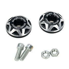 Modengzhe 4 Pcs CNC Carved Aluminum Alloy License Plate Frame Fasteners M6 Screw Bolts for Automobiles Motorcycles (Black)