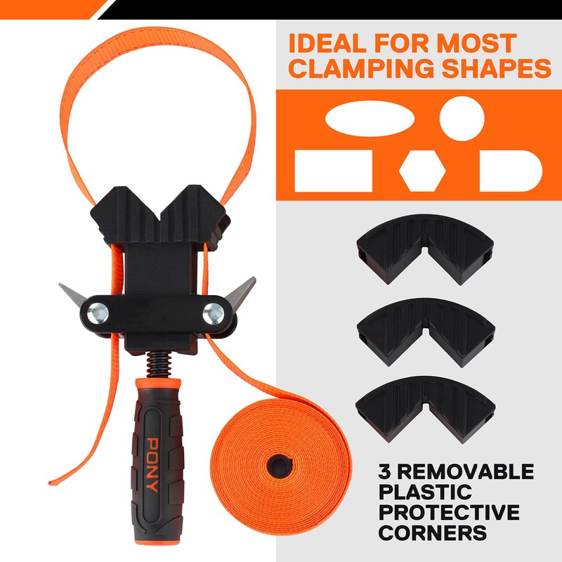 PONY 5-in-1 Strap Clamp with 4-Pack 6-2/7" Spring Clamps, Woodworking