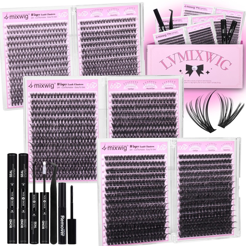 6 Styles Lash Clusters Kit 1596PCS Mega Lash Extension Kit