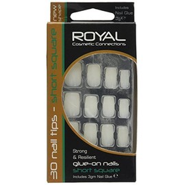 Royal Short Square Nail Tips with Nail Glue 3 g