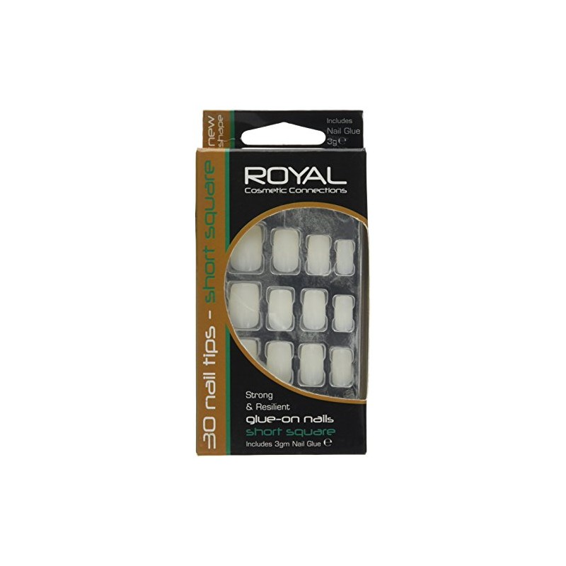 Royal Short Square Nail Tips with Nail Glue 3 g