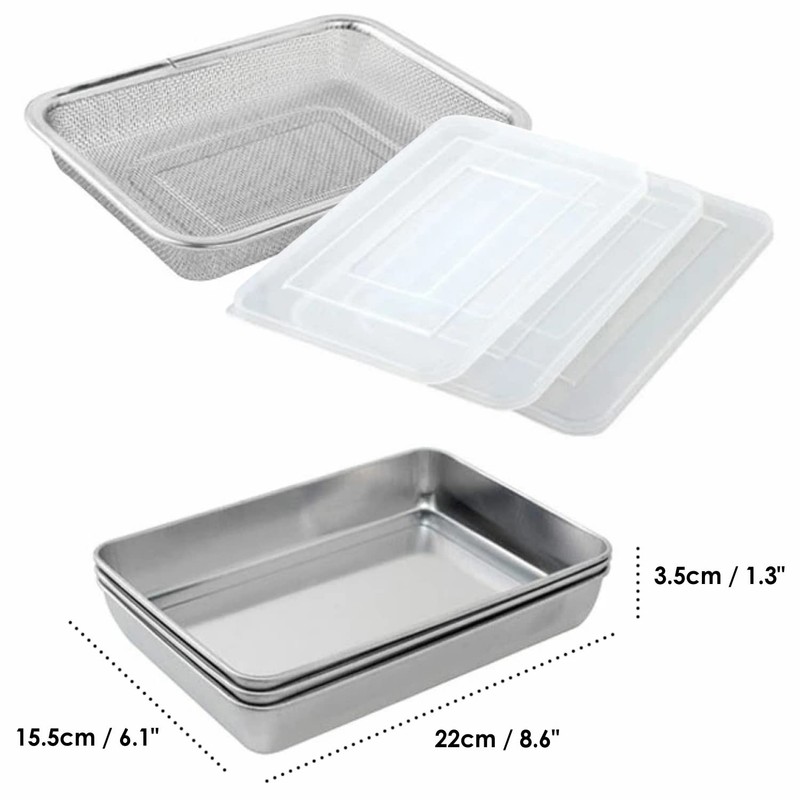 YAMAZEN, 7-Piece Set Stainless Steel Stackable Kitchen Food Containers With