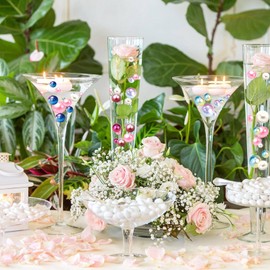 TMCLHXYNF 300Pieces Floating NO Hole Pearls and 2800 Pieces Water Beads for Centerpiece Glass Vases,Floating Gold Plated Pearls Beads for Tall Vase Filler Floating Candles for Wedding Table Decor