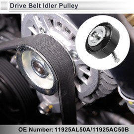 TUCKBOLD Drive Belt Idler Pulley for Infiniti Q45 2001-2006 Serpentine Tensioner Pulley Idler No.11925AL50A/11925AC50B Steel Black 1 Pcs