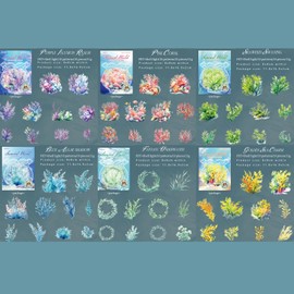 Scrapbook Accessories Stickers for Bullet Journal, 60 Pieces Scrapbooking Accessories Stickers Set, Oceans Scrapbooking Stickers for Scrapbook, Junk Journaling, Bullet Journal, Painting, Planners