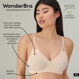 Wonderbra Womens No Poke Side-stay Wire-free Bras, Sand Dune, 40D US
