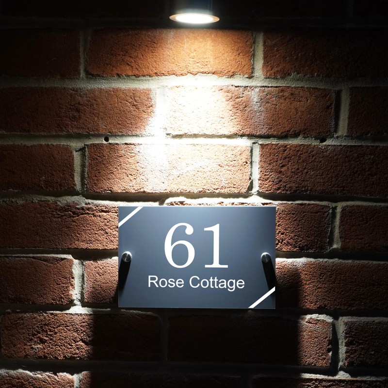 Badgemaster Modern Anthracite House Number Sign Plaque Stainless Steel Standoffs