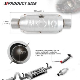 KEEPDSGN Car Catalytic Converter 2"In Out 13" Stainless For 2001-2010 Chrysler PT Cruiser