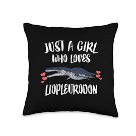Dinosaur Lover Just A Girl Who Loves Liopleurodon Throw Pillow, 16x16, Multicolor