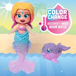 KOOKYLOOS Mermaid Beach House - Beach House Accessories, Doll and Pet Exclusive, Doll and Pet Change Colour with Water, Includes Mermaid Tail, Clothes and Accessories
