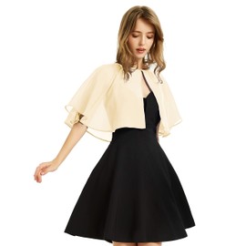 XinQi Women's Soft Chiffon Scarf Wraps Shrug for Evening Dress Wedding Cape Bolero Flaper Cover Up - champagne-coloured