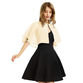 XinQi Women's Soft Chiffon Scarf Wraps Shrug for Evening Dress Wedding Cape Bolero Flaper Cover Up - champagne-coloured