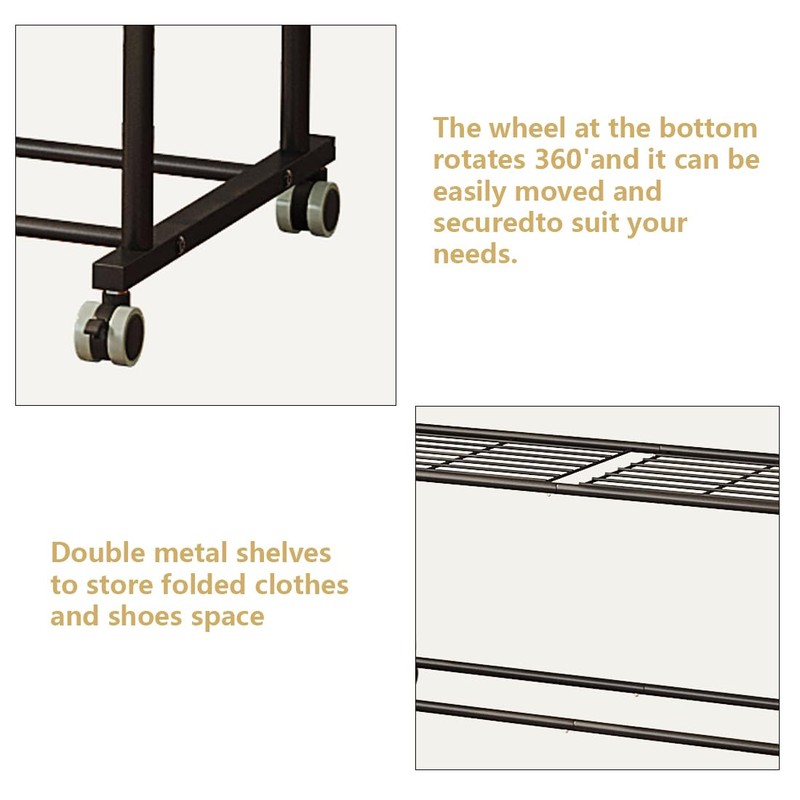 SUOERNUO Clothes Rack with Wheels Garment Rack for Hanging Heavy-Duty