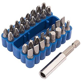 Draper 82386 Screwdriver and Magnetic Bit Holder Set (33 Piece), Silver