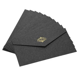 Tricolor 10 Piece Fashion Luxury Gold Foil Mailers Antique Envelopes Letter Set for Message Cards, Announcements, Greeting Cards, Postcards, Invitations, Zip Code Frameless for Business, Weddings, Business Envelopes, Office Envelopes (Black)