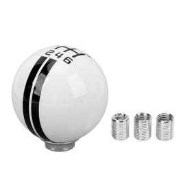 6 Speed Car Racing Gear Shift Knob for Shelby GT500 Style Round Ball Shift Knob with 3 Adapters for Manual Vehicle White Black