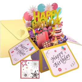 Pop Up Birthday Card with Envelopes Purple 3D Birthday Card Greeting Card Special Birthday Gifts for Kids Teens Women Men and More