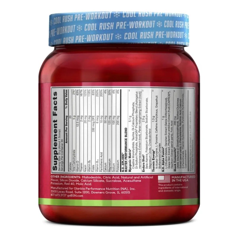 Pre Entreno Bsn No Xplode 3.0 Cool Rush 30 Serv