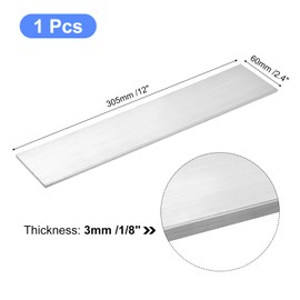 sourcing map Square Aluminum Flat Bar, 1/8" Thick 2.4" Width 12" Length Square Aluminum Bar 6061 Aluminum Flat Plate, 3 x 60 x 305mm T6511 Solid New Mill Stock For Industrial Building